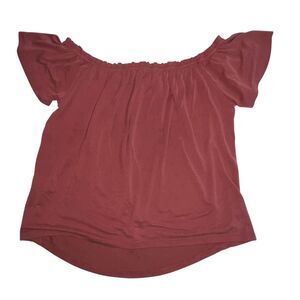 Charolette Russe Top Small Orange Off Shoulder Earthy Fairycore Flutter Sleeve